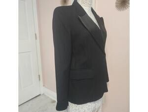 LKNW Tibi black textured with satiny lapel unique blazer jacket 6